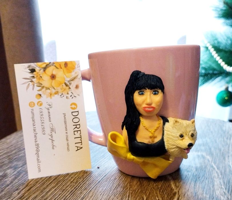 Чаши декорирани с полимерна глина на различна тематика