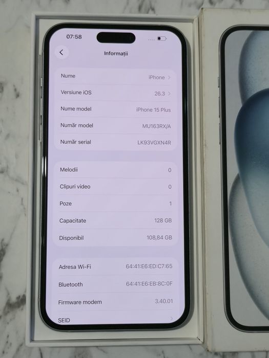 Vand/schimb iPhone 15 Plus 128gb Blue