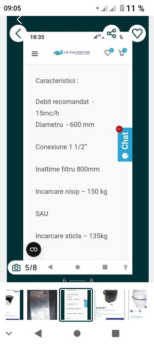 Vând filtru nisip piscine