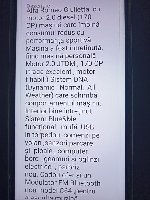 Vând Alfa Romeo Giulietta 2.0,170 2010