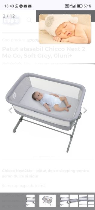 Pățut Chicco Next 2 Me go, soft grey