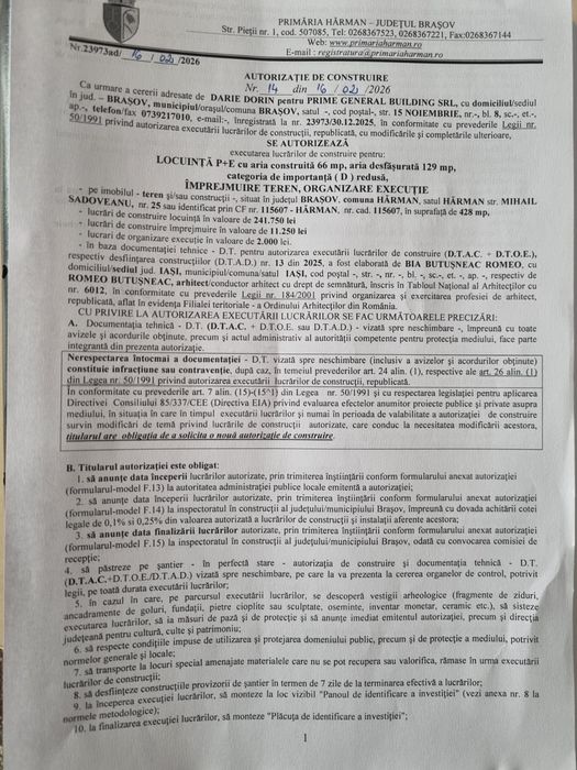 Teren cu proiect si autorizare de construcție