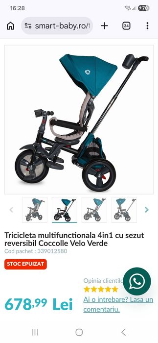 Tricicleta si cărucior pliabil coccolle