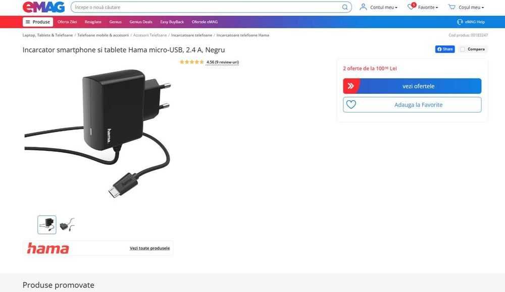 Alimentator Incarcator Hama 2.4A Nou + Cablu Micro-USB ++Adaptor USB-C