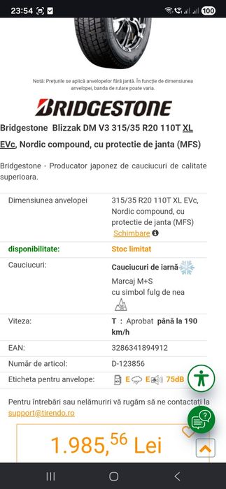 Set de 4 Anvelope Bridgestone blizzak 315 35 r20 si 275 40 r20 pt bmw x5 x6