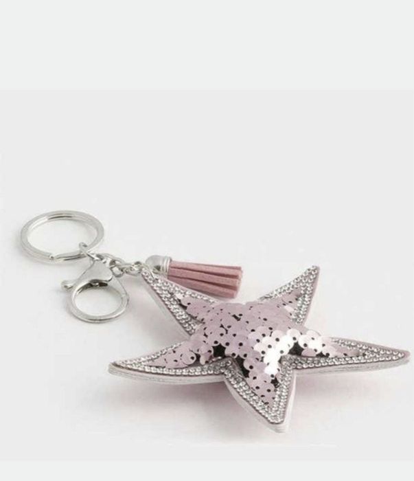 Breloc stea cu paiete si ciucure, roz, Avon