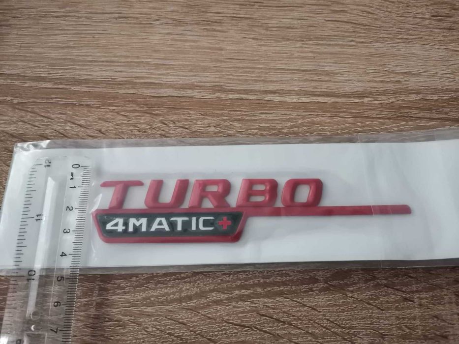 червен надпис емблема Mercedes Benz Мерцедес Бенц Turbo 4Matic Plus