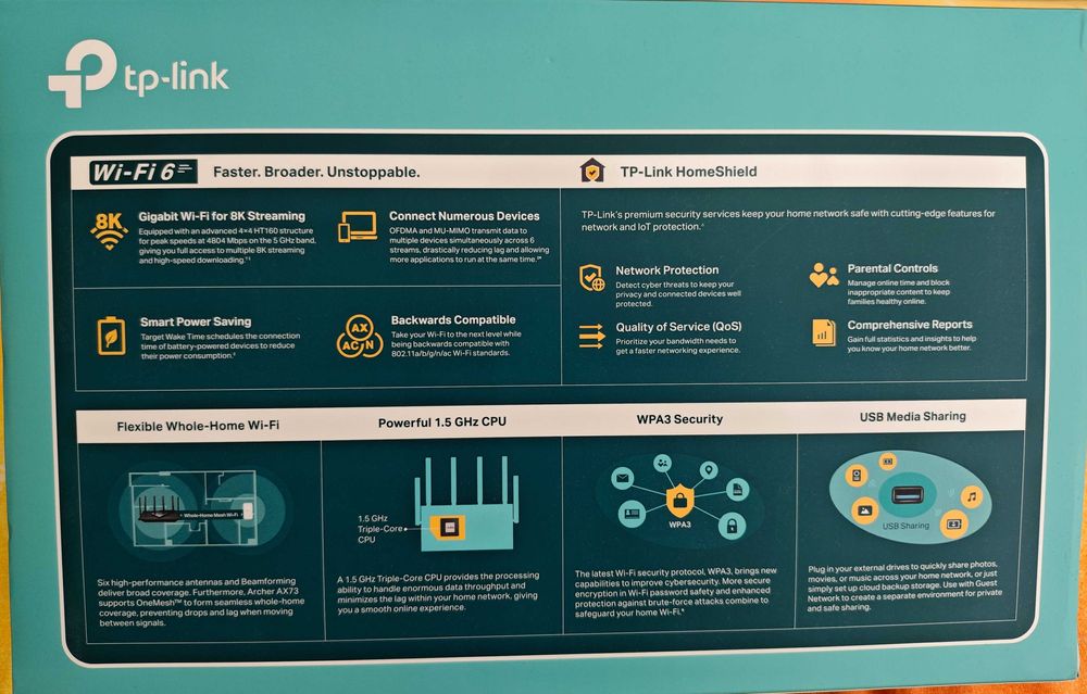 Продавам рутер TP-Link Archer AX73 AX5400