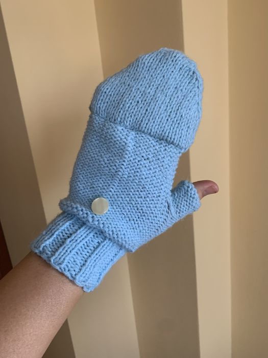 Ръчно плетени дамски ръкавици с капаче без пръсти За момичета или жени