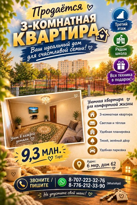 Продаю Квартиру трёхкомнатная