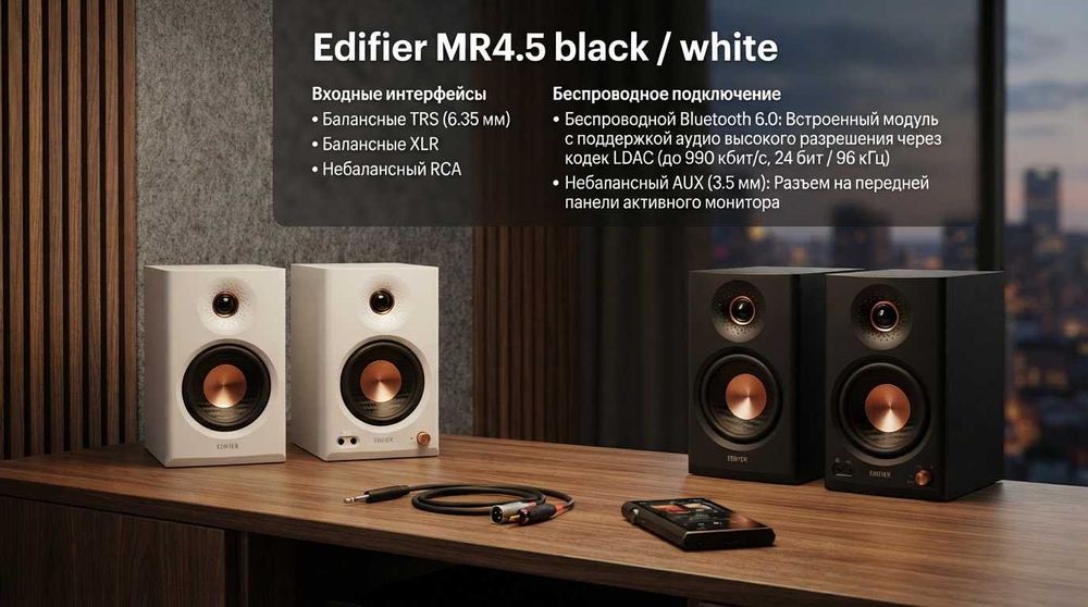 Edifier MR4.5 /Bluetooth V6.0 с кодеком LDAC/Hi-Res Audio/С ДОСТАВКОЙ