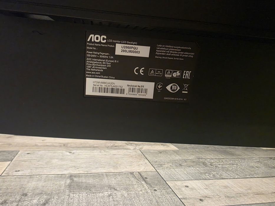 Monitor AOC U2868PQU – 28”, 4K UHD, IPS, DisplayPort