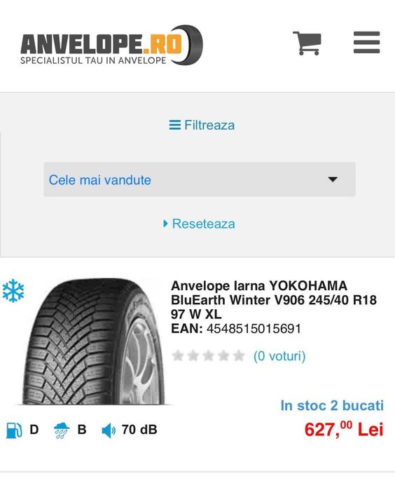 Anvelope iarna Yokohama R18 doua latimi