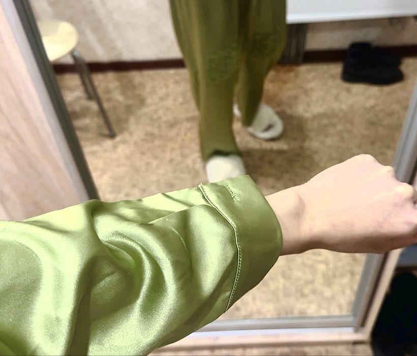 Новый комплект шелк. Оливка