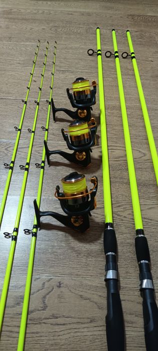 3 Lansete Feeder 3.0m ROBINHAN Bolentino + 3 Mulinete YUMOSHI EK6000