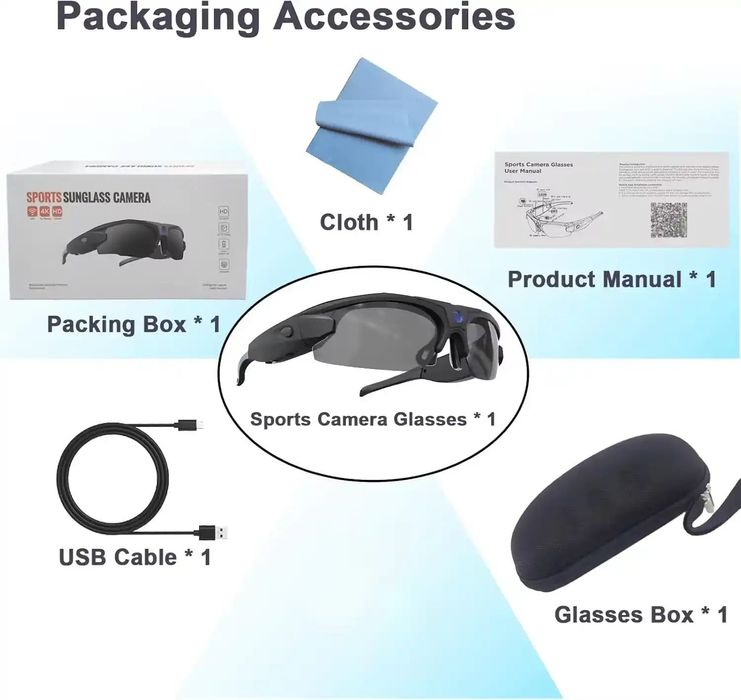 спортни очила с вградена камера UYIKOO 4K HD