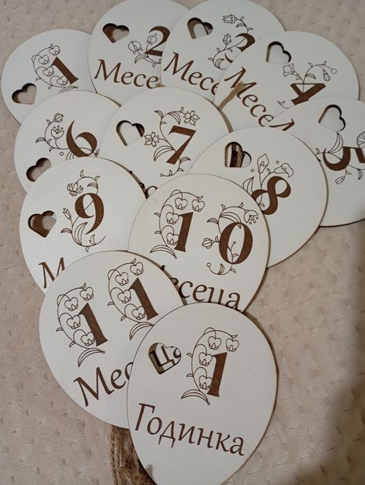 Дървени табелки за отбелязване месечинките на вашето мъниче!