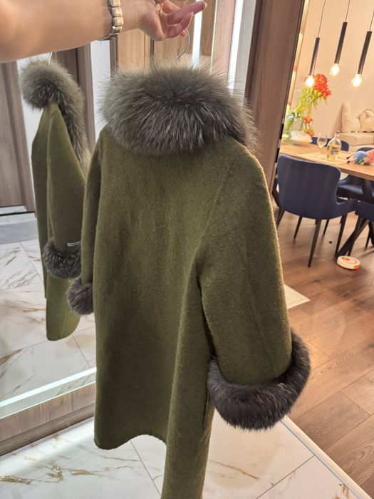 Палто от естествена вълна и естествен косъм