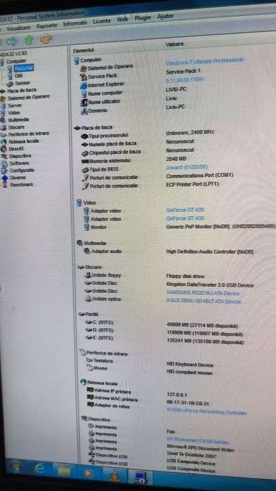 Vând unitate PC, cu Windows 7