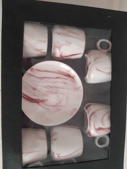 Порцеланов сервиз за еспресо кафе 100 мл 12 части, PINK MARBLE