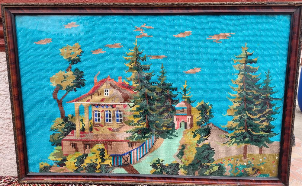 Tablou lucrat manual, 60+ ani vechime