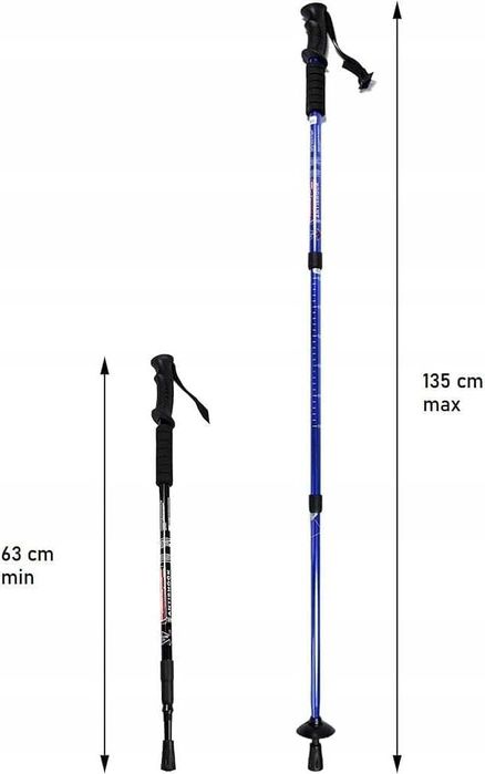 Baston trekking aluminiu maner din pluta si sistem anti-soc 64-135 cm