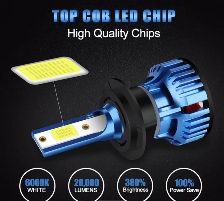 Becuri LED H4 9003 HB2  Canbus 12V  20000LM set 2buc