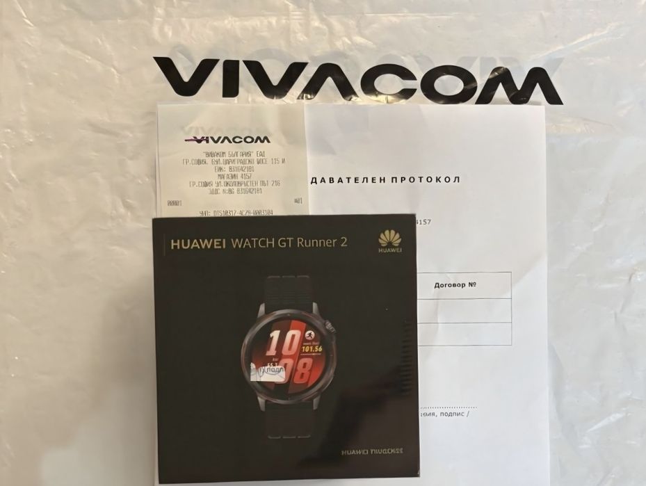 ЗАПЕЧАТАН 43mm Huawei watch GT Runner 2 Гаранция Vivacom 2028 Black / Черен
