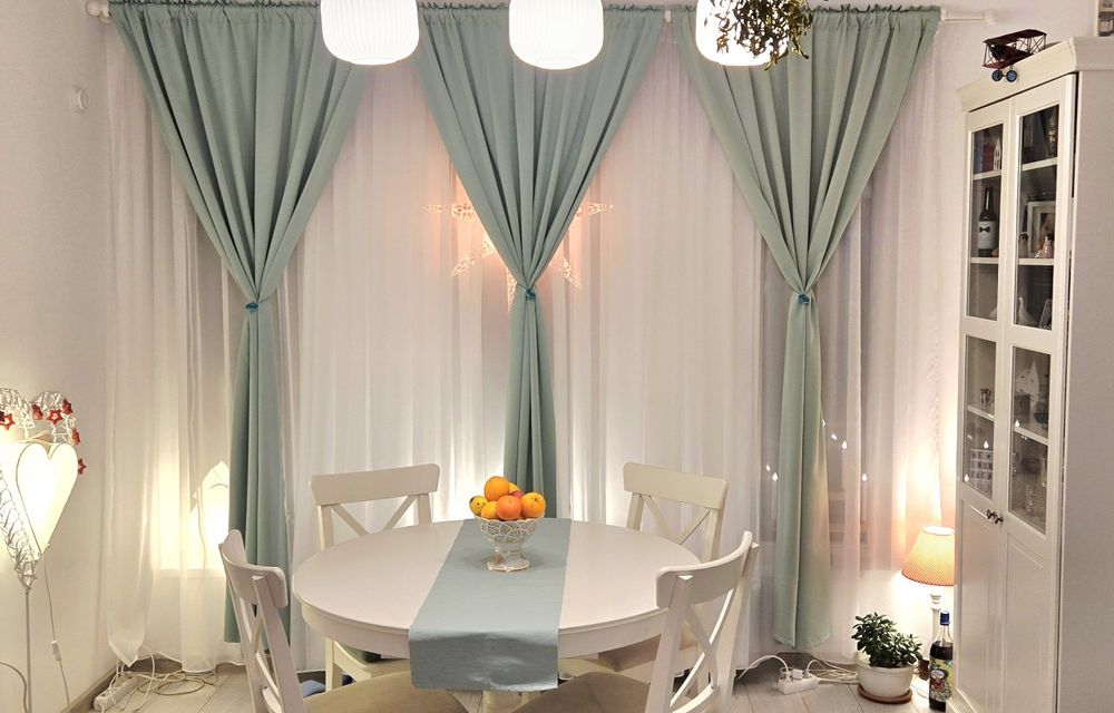 Draperii IKEA model MAJGUL semiopace turcoaz