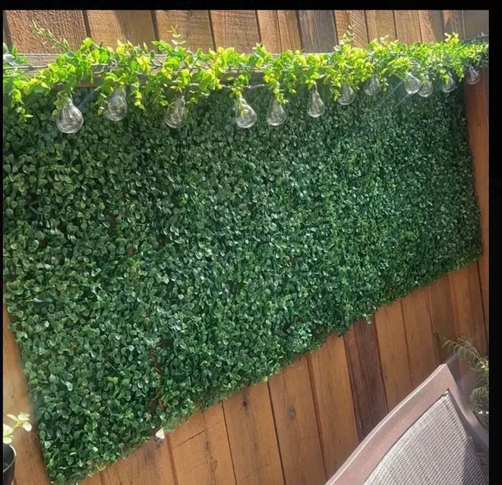 4 броя Пана от изкуствен жив плет, 40 х 60 см, Зелен