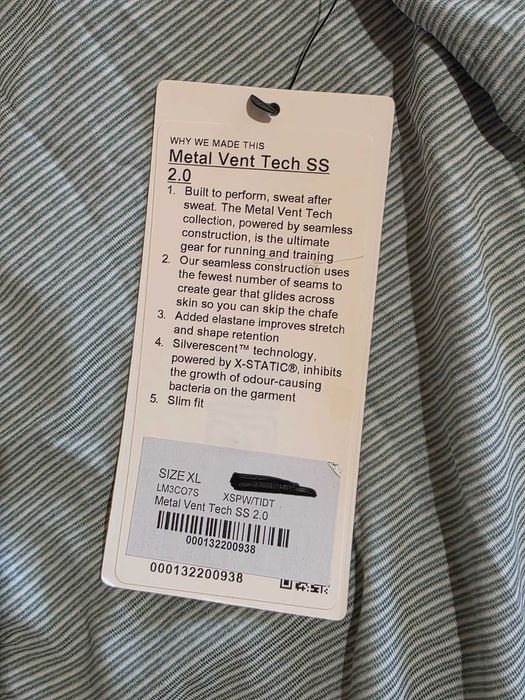 Нова Lululemon Metal Vent Tech SS 2.0 Мъжка Тениска Спорт Ежедневна XL