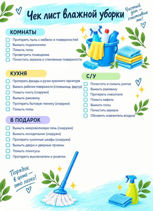 Уборка квартир, домов, помещений