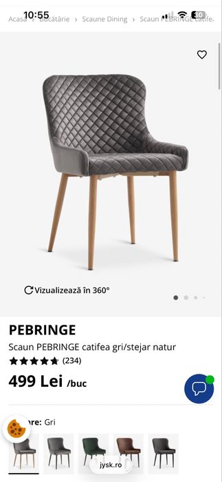 Scaune din catifea gri (2.buc)