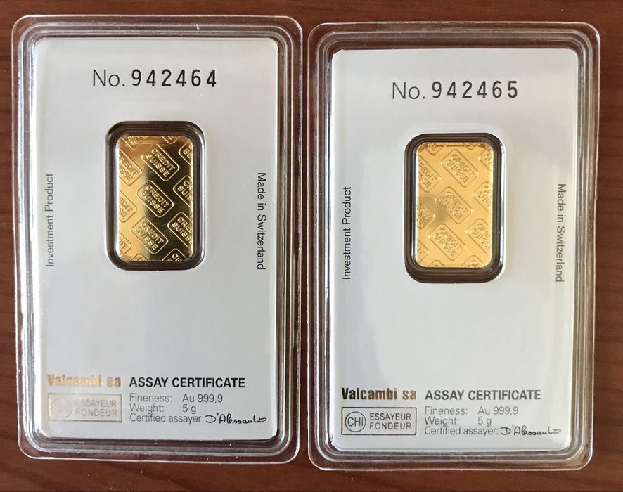 Lingou aur 5g 24k 999 CREDIT SUISSE Sigilat