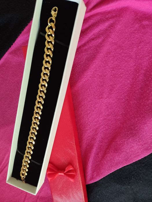 Роскошный подарок мужчине,золотой браслет из стали,не темнеет