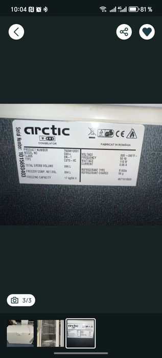 Lada Frigorifica Arctic 284 Litri