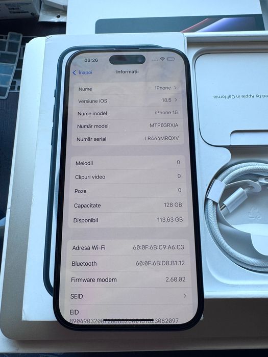 iPhone 15 Black 128 Gb / Ca si nou 10/10 / 100% Baterie / Garanție