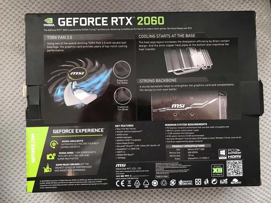 Видео Карта RTX 2060 MSI Ventus 6 GB