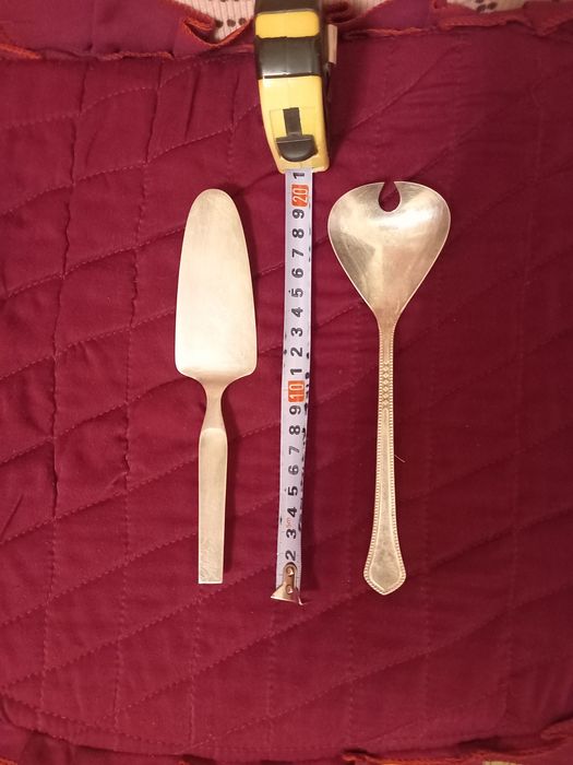 Мельхиоровые ложки, вилки и лопатк для торта СССР.