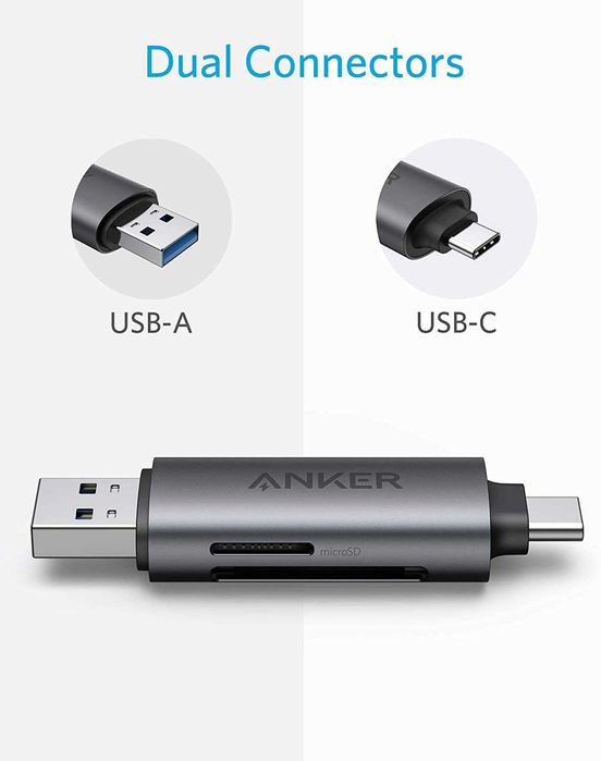 Anker PowerExpand 2-in-1 Memory Card Reader USB-C+USB 3.0 четец карти