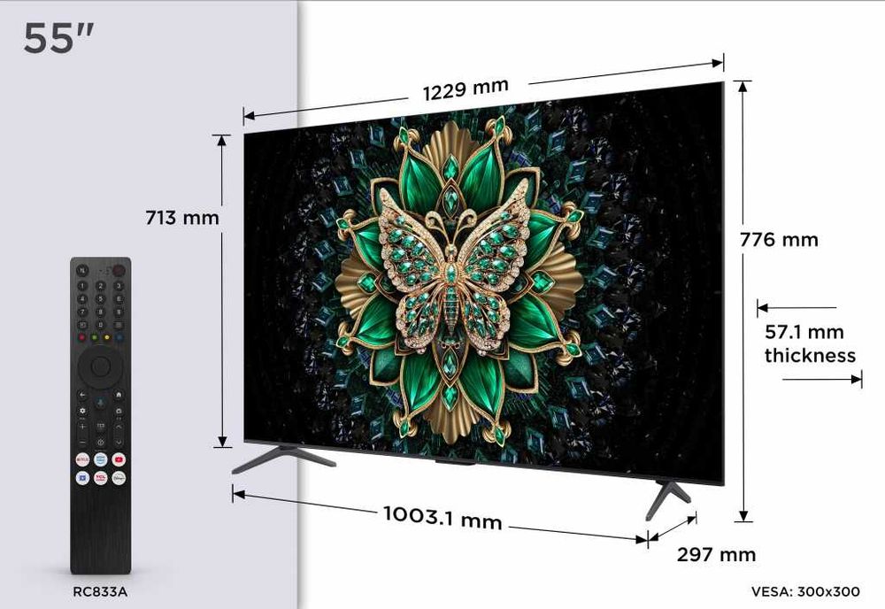 Нов 55 инча 144 Hz Mini-Led 4K UltraHD Smart Google телевизор TCL, с гаранция