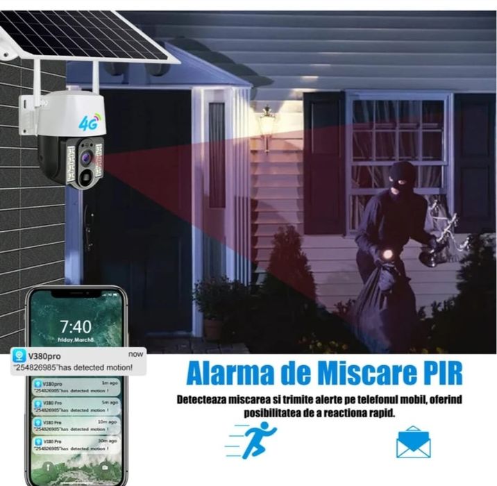 Cameră Supraveghere 4G cu Panou Solar V380 Pro – 100% Autonomă (Nouă)