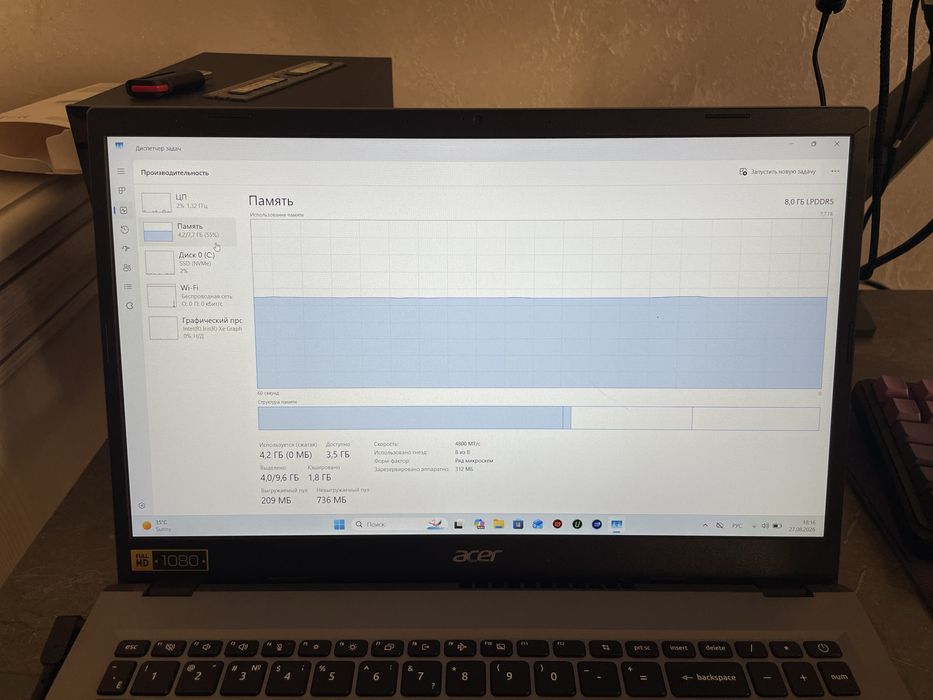 Ноутбук | ACER ASPIRE i5 1335U, 8GB LPDD5X, 256 gb m2