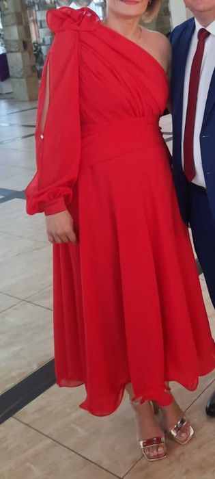 Rochie rosie din matase