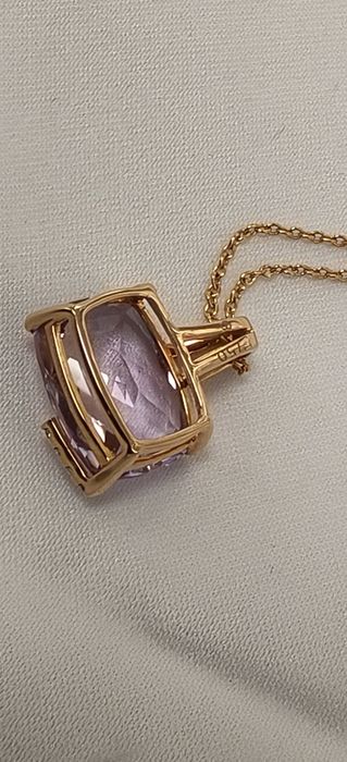 Lanț +medalion Aur 18kt,Ametist +Diamante,marca Teilor,nou