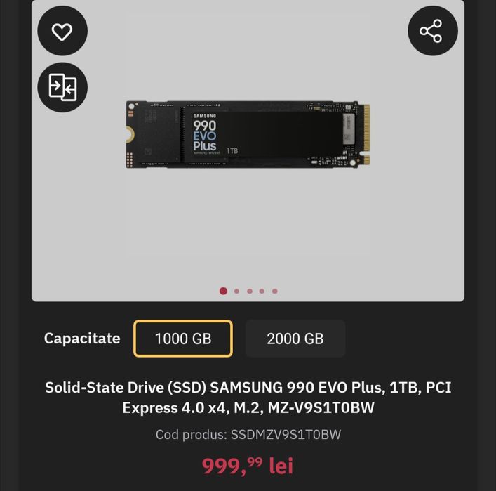 Okazie ‼️ SSD M2 1TB Samsung EVO 990 plus - impecabil !