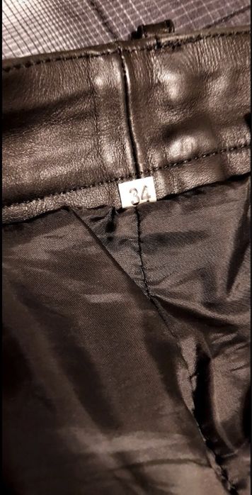 Кожаные брюки /штаны черные, W34, 90-92 см в талии. Посадка средняя.