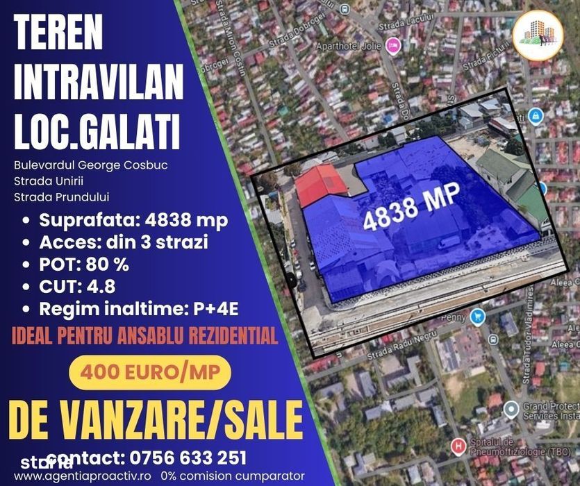 Proprietate ideala pentru ansamblu rezidential/comercial, 4838 mp