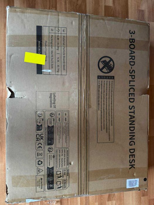 Електрическо бюро 180×70 см с регулируема височина, дебел плот 35 мм – кафяво