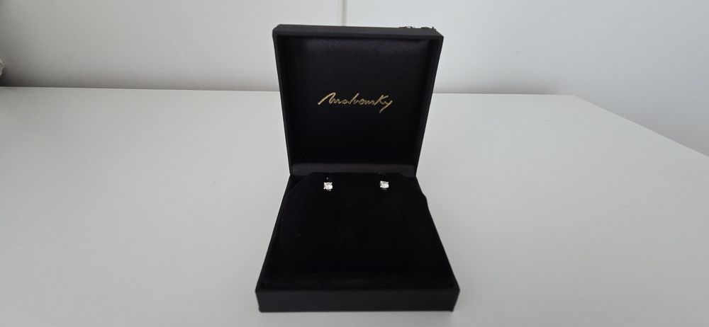 Cercei Studs, cu diamante de laborator de 0.75 CT, din aur alb 18 KT